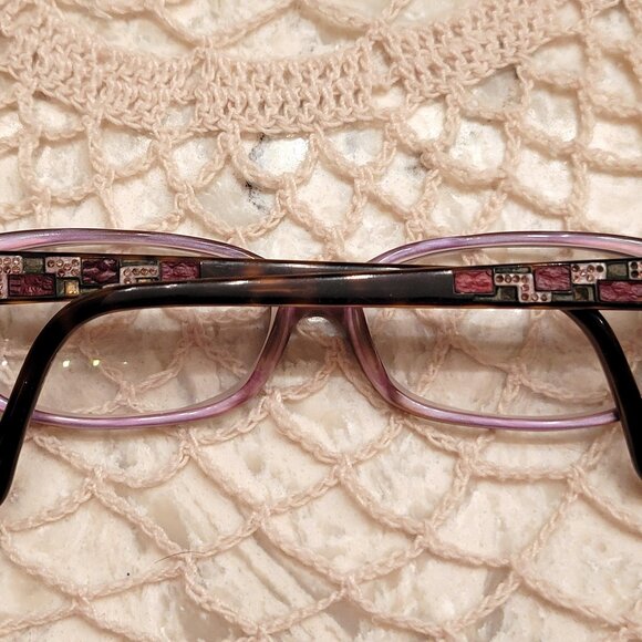 JUDITH LEIBER EYEGLASSES FRAMES JL1040 PURPLE AND BROWN TORTOISE JEWELED WOMEN'S - Picture 9 of 15